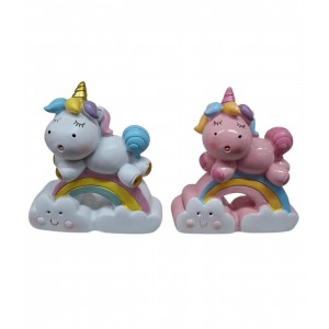 ADORNO CERAMICA 5X6 UNICORNIO  EN ARCO IRIS