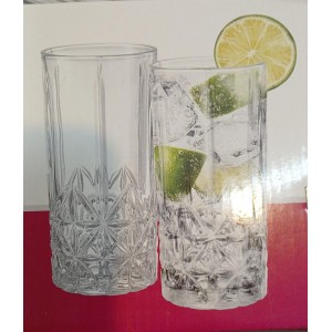 VASO  TRAGO LARGO LABRADO X 6U EN CAJA