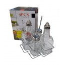 SET ACEITE Y VINAGRE + SAL Y PIMIENTA SOPORTE METAL