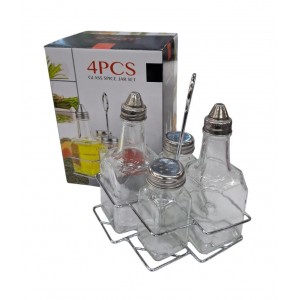 SET ACEITE Y VINAGRE + SAL Y PIMIENTA SOPORTE METAL