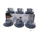 JUEGO DE CAFE 82ML - 12PZAS-VIDRIO GRIS LABRADO