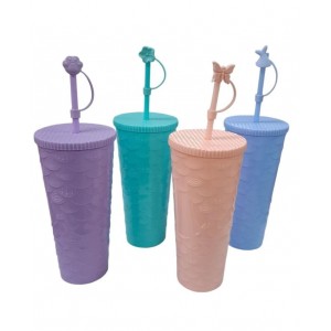 VASO INFANTIL CON TAPA Y SORBETE 20 CM