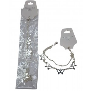 PULSERA ACERO BLANCO CON DIGES MARIPOSAS