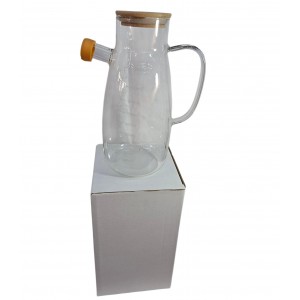 ACEITERA DE VIDRIO 1 LT TAPA BAMBOO Y ASA VIDRIO