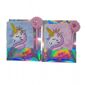 DIARIO INTIMO PELUCHE 21X15 UNICORNIO + LAPICERA