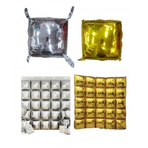 GLOBO METALIZAADO CUADRADO BICOLOR 55CM