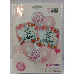 SET DE GLOBOS 7 PZAS "TE AMO"