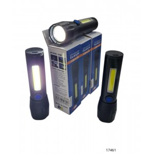 Linterna carga usb metal con zoom 12 cm + baliza lateral