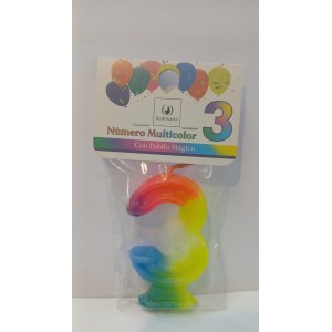 VELA NUMERO 3 MULTICOLOR (02362)