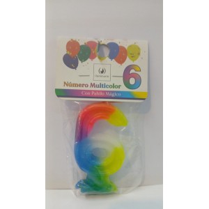 VELA NUMERO 6 MULTICOLOR _(02393)