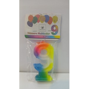 VELA NUMERO 9 MULTICOLOR (02423)