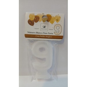 VELA NUMERO 9 BLANCO- 02522