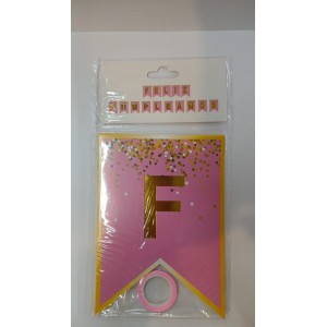 BANDERIN FELIZ CUMPLEA&Ntilde;OS ROSA 