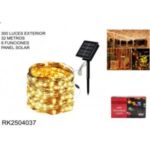 300 LUCES EXTERIOR 32 MTS PANEL SOLAR CALIDAS