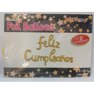 GLOBO FELIZ CUMPLEA&Ntilde;OS DORADAOCURSIVA