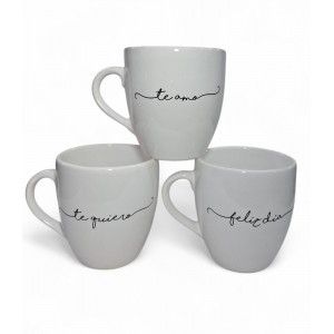 TAZA CERAMICA BOMBE AMOR LETRAS NEGRAS