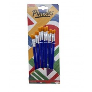 PINCELES X 12 PUNTA CHATA EN BLISTER