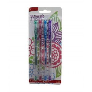 BOLIGRAFO GEL GLITTER X 4 EN BLISTER