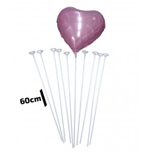 PALITOS PARA GLOBOS  CON COPITO 60 CM X 10U BLANCOS