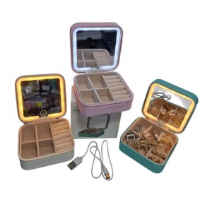 ALHAJERO SIMIL CUERO CON ESPEJO LUZ LED USB