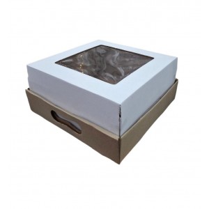 BANDEJA DESAYUNO/TORTAS 25X25 TAPA BLANCA