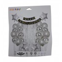 SET DE GLOBOS PLATEADO 29 PZAS DECORATIVO