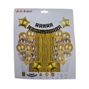 SET DECORATIVO PARA CUMPLE DORADO 29PZAS
