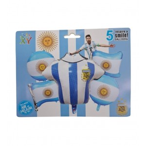 SET X 5 GLOBOS ARGENTINA METALIZADOS