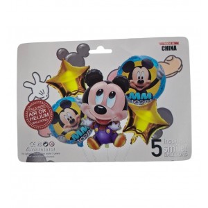 SET X 5 GLOBOS METALIZADOS RATON B/BLANCO