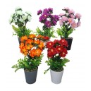  MACETA CON FLORES Y HOJAS VERDES 35 CM