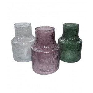 FLORERO DE VIDRIO LABRADO COLOR 20 CM