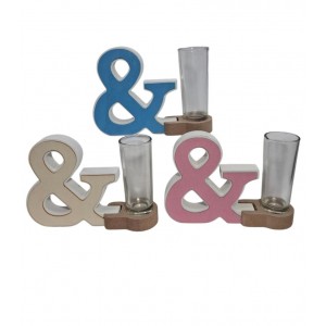 ADORNO MDF "&" + FLORERITO VIDRIO