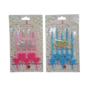 VELAS CON CORAZON PINCHE X 5 + FELIZ CUMPLEA&Ntilde;OS