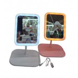 ESPEJO CON LUZ LED CARGA USB CON PIE