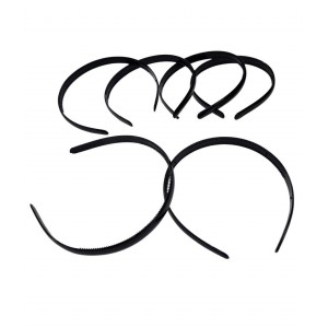 VINCHA PLASTICA  NEGRA 1 CM X6U