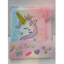  CUADERNO 15X22 TAPA PELUCHE UNICORNIO CON LAPICERA