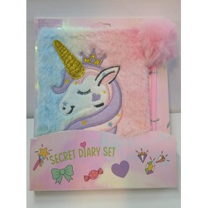 CUADERNO 15X22 TAPA PELUCHE UNICORNIO CON LAPICERA