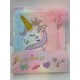  CUADERNO 15X22 TAPA PELUCHE UNICORNIO CON LAPICERA