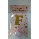  BANDERIN FELIZ CUMPLEA&Ntilde;OS ROSA ESTRELLAS