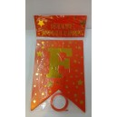 BANDERIN FELIZ CUMPLEA&Ntilde;OS ROJO ESTRELLAS