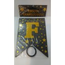  BANDERIN FELIZ CUMPLEA&Ntilde;OS NEGRO ESTRELLAS