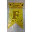  BANDERIN FELIZ CUMPLEA&Ntilde;OS AMARILLO ESTRELLAS
