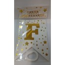 BANDERIN FELIZ CUMPLEA&Ntilde;OS BLANCO ESTRELLAS