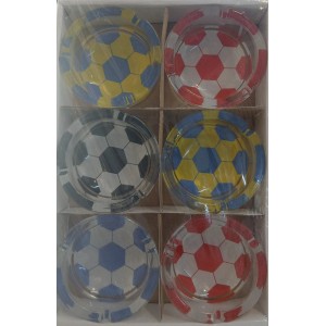 CENICERO VIDRIO GRUESO X 6U COLORES FUTBOL