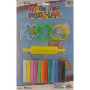 MASAS PARA MODELAR X 12 + 3 MOLDES+ PALITO AMASAR