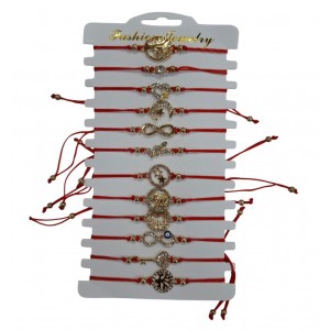 PULSERAS X 12 HILO ROJO CON DIGE METAL