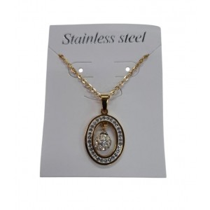 CADENA ACERO DORADO CON DIGE CON STRASS