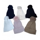  GORRO TEJIDO CON POMPOM PIEL