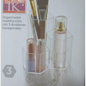 ORGANIZADOR COSMETICO ACRILICO 3 DIVISIONES