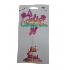 CAKE TOPPER  FELIZ CUMPLEA&Ntilde;OS MULTICOLOR
